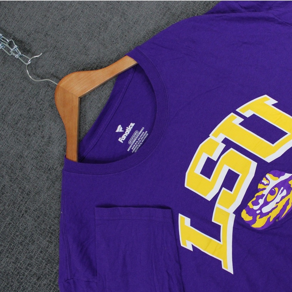 Fanatics LSU Tigers Mens 4XT Purple Long Length T-Shirt Cotton NCAA Football Tee